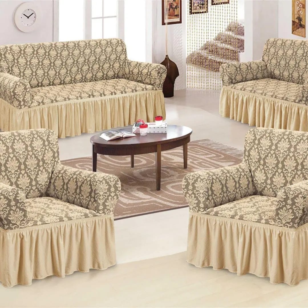 7 SEATER JACQUARD TURKEY IMPORTED SOFA SEAT COVERS (3:2:1:1) - They provide an elegant decor for your home with a slip cover, which is cotton, tailored and ultra soft