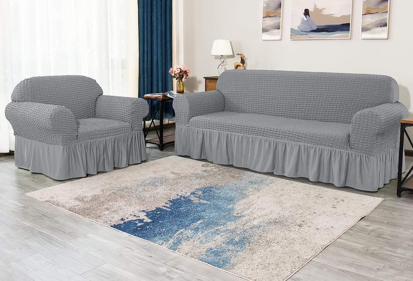 JACQUARD LOOSE COVERS. High-Quality Luxurious Stretchable Turkey Sofa Covers,Perfect Fit with Stretchable Fabric,Protect and Preserve. 5 Seater, 7 Seater.