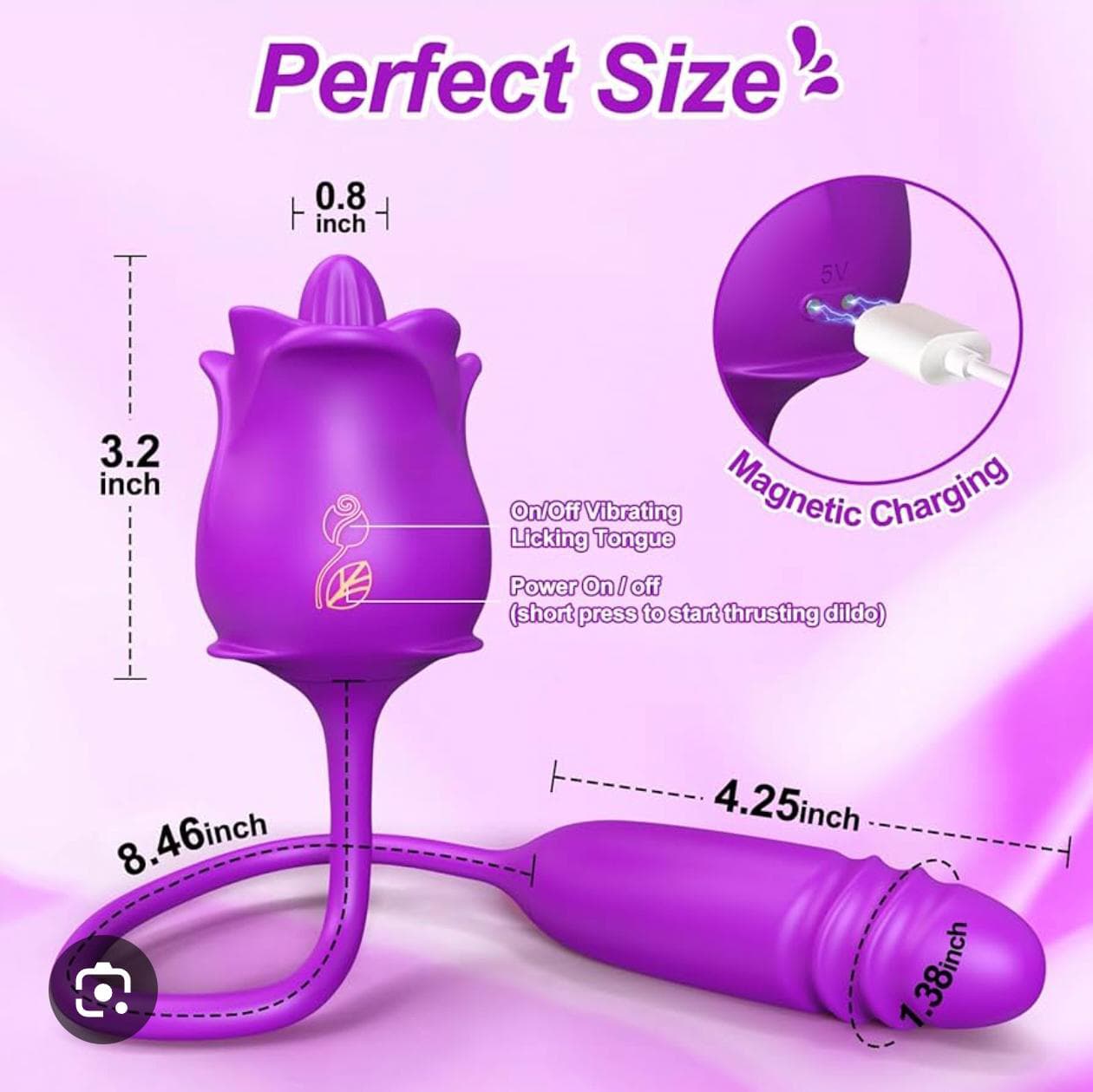 Rose Sex Toy Sucking Vibrator - Women Sex Toys Rose Adult Toy Vibrators, Female Sex Toy for Couples Dildo Suction Vibrator for Nipples Clitoral Adult Sex Toys Sex Machine with 10 Suction Modes view 2