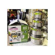 3pcs Happy Home Stainless Steel Hot Pot Set – 10L, 15L & 20L Industrial Size – Extra Large Cooking Pots with Lids for Commercial Kitchens, Catering & Big Family Meals