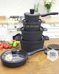 10pcs Edenberg Cookware Set – Premium Aluminum Non-Stick Pots & Pans with Ceramic Marble Coating, Vented Glass Lids & Heat-Resistant Handles for All Stovetops – Black