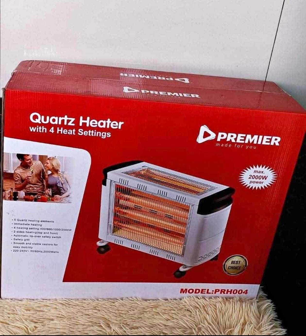 Premier 2000W Quartz ROOM Heater with 4 Heat Settings High Quality Space Heater