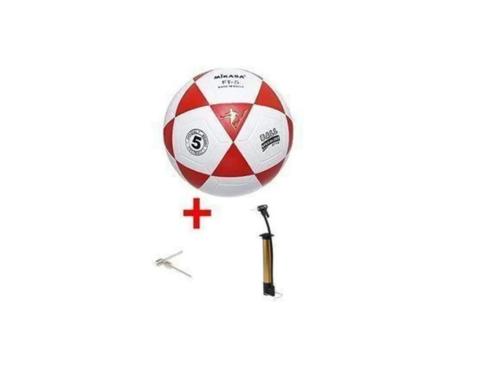 Mikasa FT-5 soccer ball, which is a classic, high-performance football designed for various levels of play. It is often sold with a pump and needles as a set