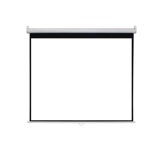 Light Wave Manual Pull Down Projector Screen 200x200cm or 80 x 80 Inches Roll-Down Pull-Down Retractable Manual Projection Screen w/Auto-Locking, Adjustable Screen Height, Black Masking Border