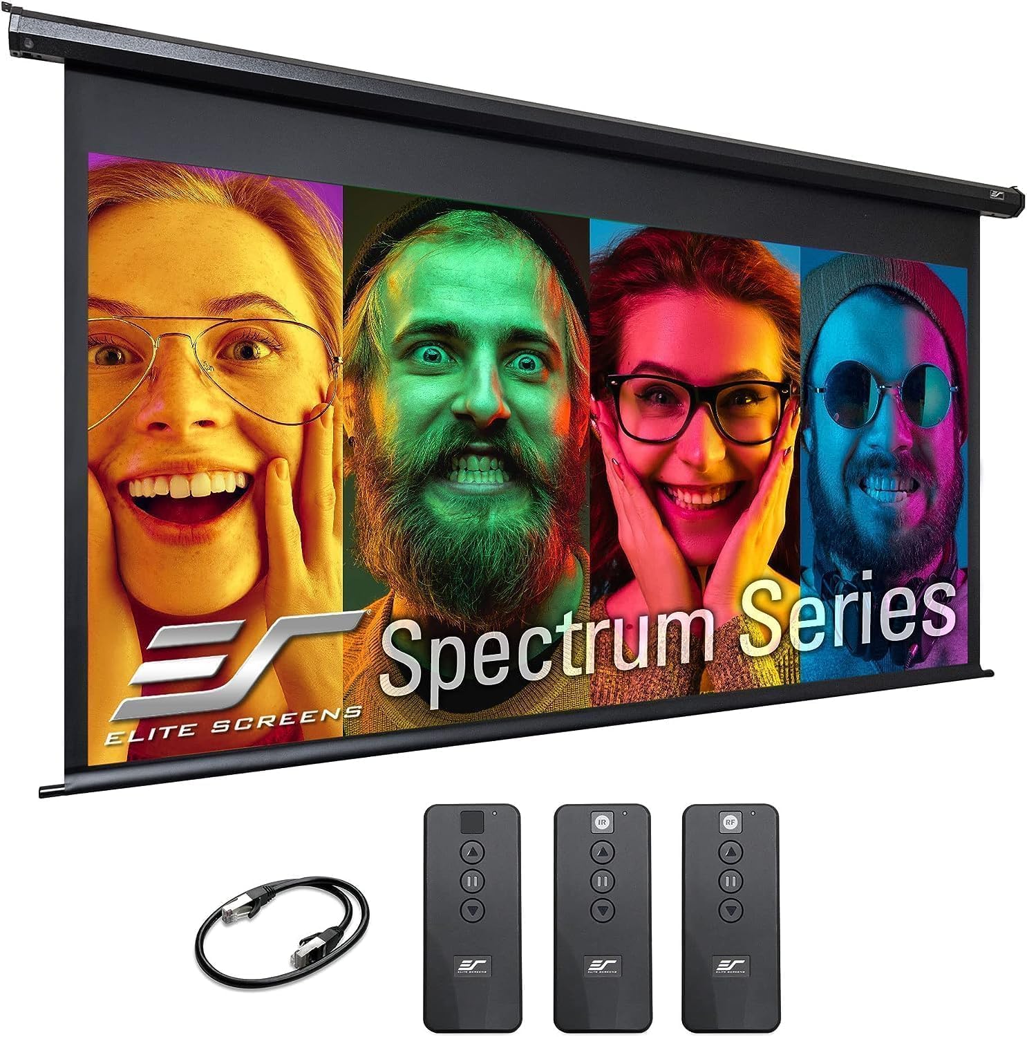 Light Wave Motorized Projector Screen Elite with Remote, Electric Projection Screen Movie Home Theater Gaming 4K/8K -200x200cm or 80 x 80Inches