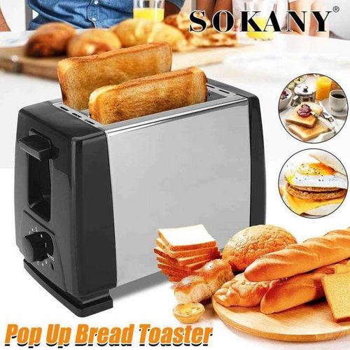 Sokany Stainless Steel Pop up Toaster - 2 Slice for Toasting Breads, Waffles