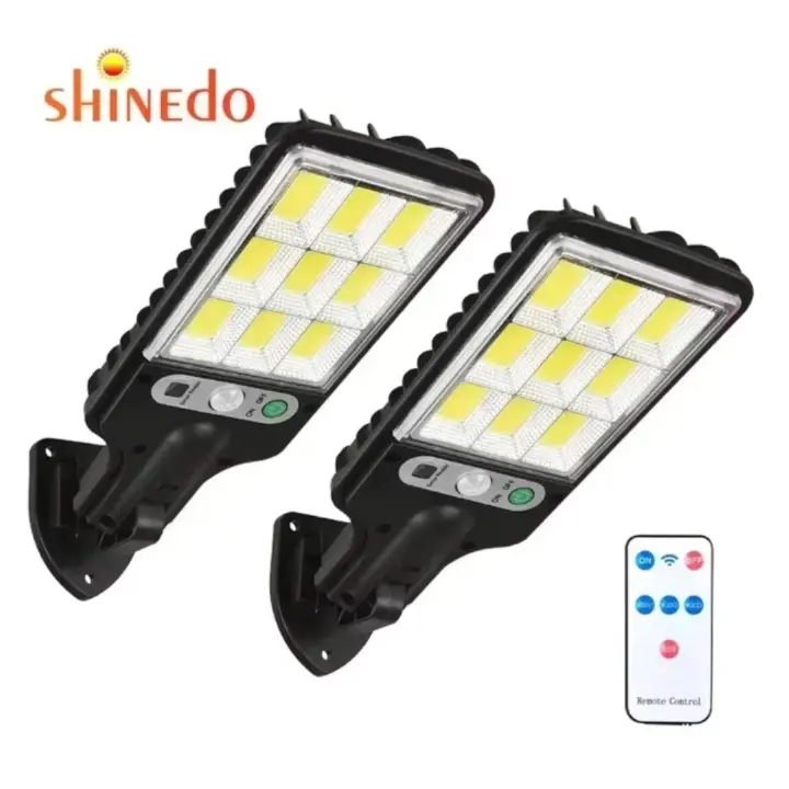 2 pack Outdoor Solar Street Light ABS IP65 Human Motion Sensor Garden Light Remote Control LED Wall Lamp Waterproof