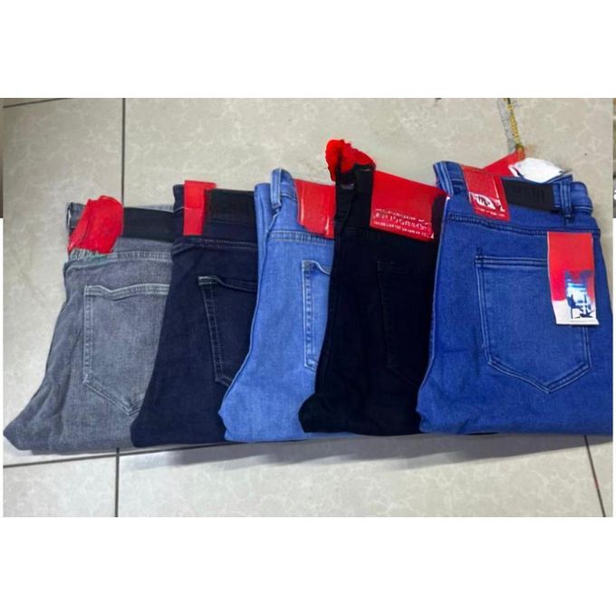 Men's Comfort Stretch Slim Fit Jeans 5-Pack – Complete Casual Wardrobe in Grey, Dark Blue, Sky Blue, Black, and Classic Blue