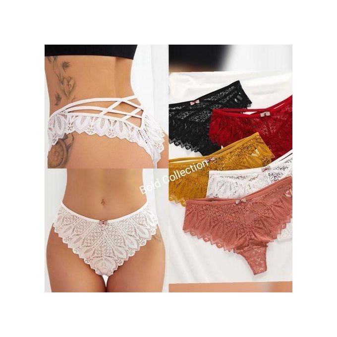 3PCs Hottest Strappy Back French Lace Panties Ladies Panty – Sexy Cut-Out Lace Underwear Set with Crisscross Straps for Hips 40-46 inches
