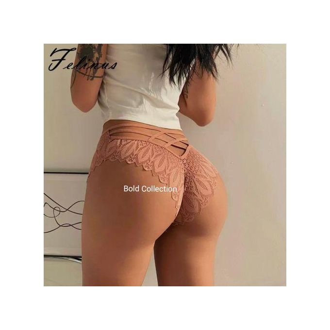 3PCs Hottest Strappy Back French Lace Panties Ladies Panty – Sexy Cut-Out Lace Underwear Set with Crisscross Straps for Hips 40-46 inches