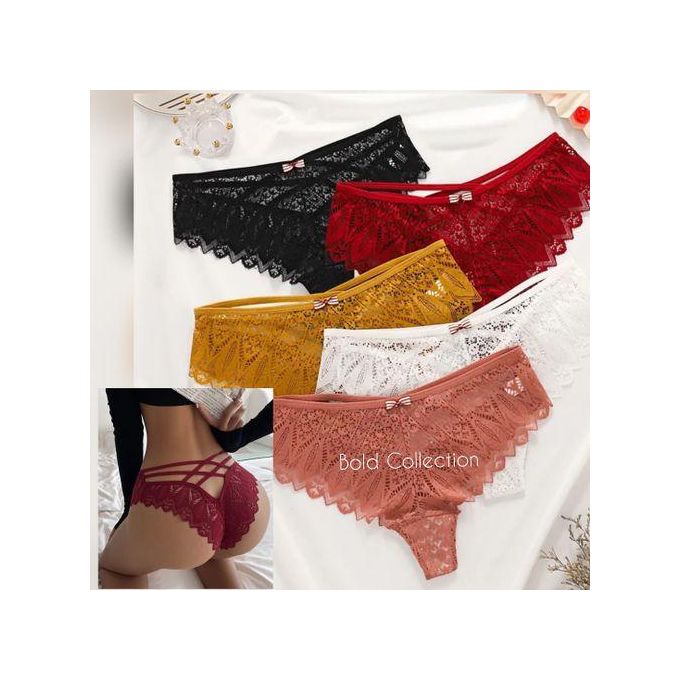 3PCs Hottest Strappy Back French Lace Panties Ladies Panty – Sexy Cut-Out Lace Underwear Set with Crisscross Straps for Hips 40-46 inches