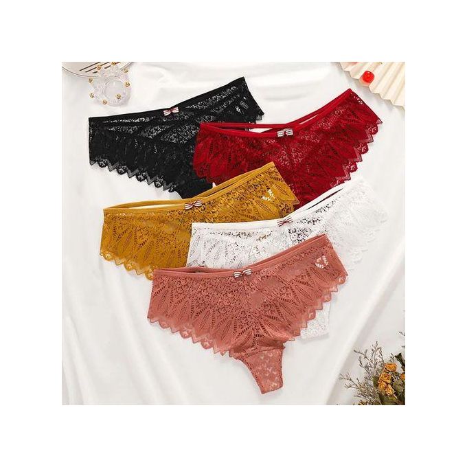 3PCs Hottest Strappy Back French Lace Panties Ladies Panty – Sexy Cut-Out Lace Underwear Set with Crisscross Straps for Hips 40-46 inches