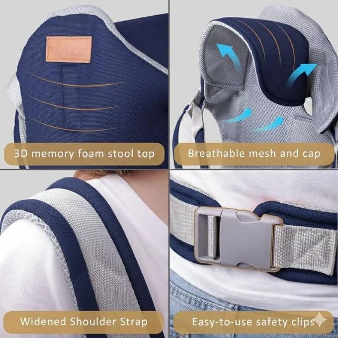 NEW ARRIVAL – Comfortable Baby Carrier with Adjustable Straps and Warm Hood – Ergonomic Front & Back Carry Design for Newborns and Infants (Blue)