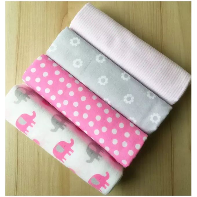 NEW ARRIVAL – 4PC Pretty Cotton Shawl and Flannel Blanket Set for Newborn Baby Girls – Soft, Warm & Gentle Essentials for Everyday Comfort