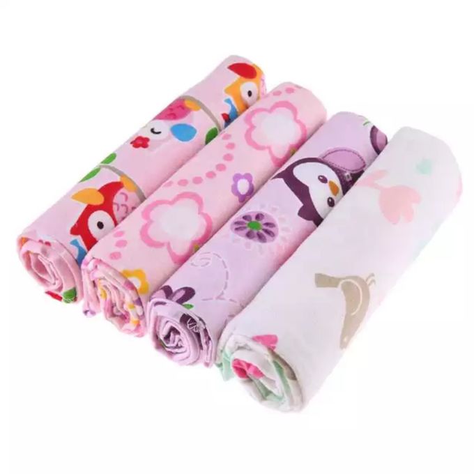 NEW ARRIVAL – 4PC Pretty Cotton Shawl and Flannel Blanket Set for Newborn Baby Girls – Soft, Warm & Gentle Essentials for Everyday Comfort