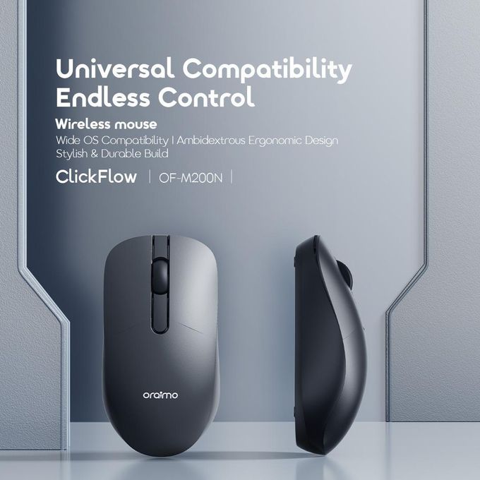 Oraimo ClickFlow Wireless Mouse – Ambidextrous Ergonomic Design, Stylish & Durable Build for Laptop, PC, and Desktop