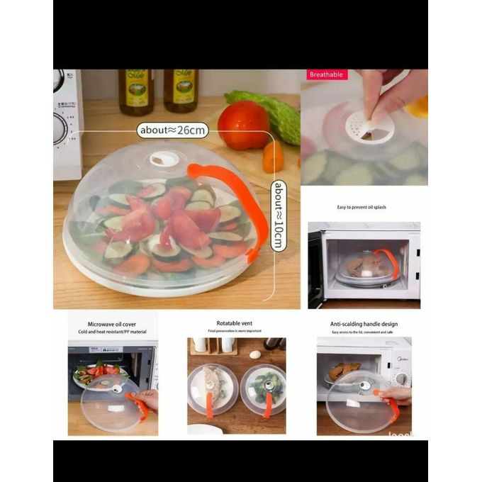 Kitchen Microwave Plate Cover – BPA-Free Splatter Guard with Vent & Detachable Coloured Handle for Safe, Clean Heating