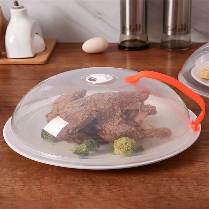Kitchen Microwave Plate Cover – BPA-Free Splatter Guard with Vent & Detachable Coloured Handle for Safe, Clean Heating