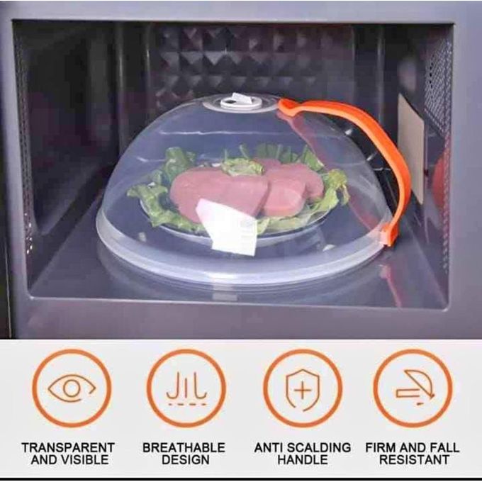 Kitchen Microwave Plate Cover – BPA-Free Splatter Guard with Vent & Detachable Coloured Handle for Safe, Clean Heating