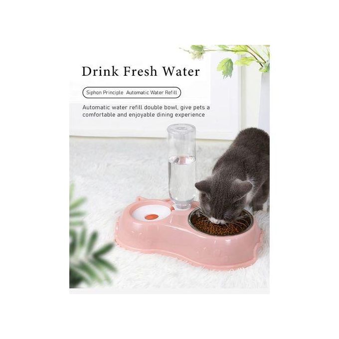 AUTOMATIC SINGLE PET BOWL PLUS WATER DISPENSER – 500ml Capacity with Moisture-Proof Mouth Pad, PP Material, Ideal for Cats & Small Dog Breeds