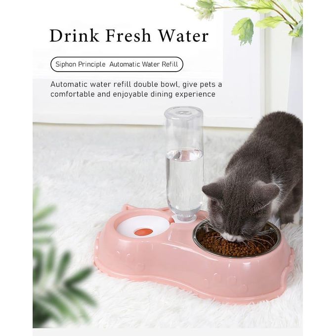 AUTOMATIC SINGLE PET BOWL PLUS WATER DISPENSER – 500ml Capacity with Moisture-Proof Mouth Pad, PP Material, Ideal for Cats & Small Dog Breeds