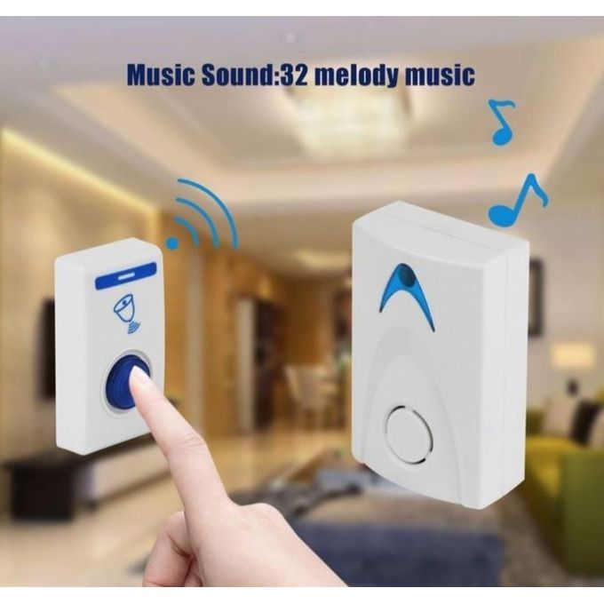 Remote Controlled Wireless Chime Door Bell – 36 Tunes, Battery & AC Powered, No Wiring Required, Multicolor LED Indicator – Ideal for Home & Office