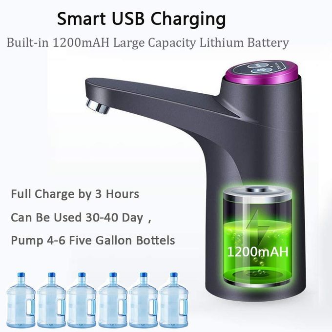 Automatic Water Dispenser Pump Electric Rechargeable Pump – USB-Powered Portable Drinking Water Bottle Pump for 5-Gallon Jugs, Touchless Operation