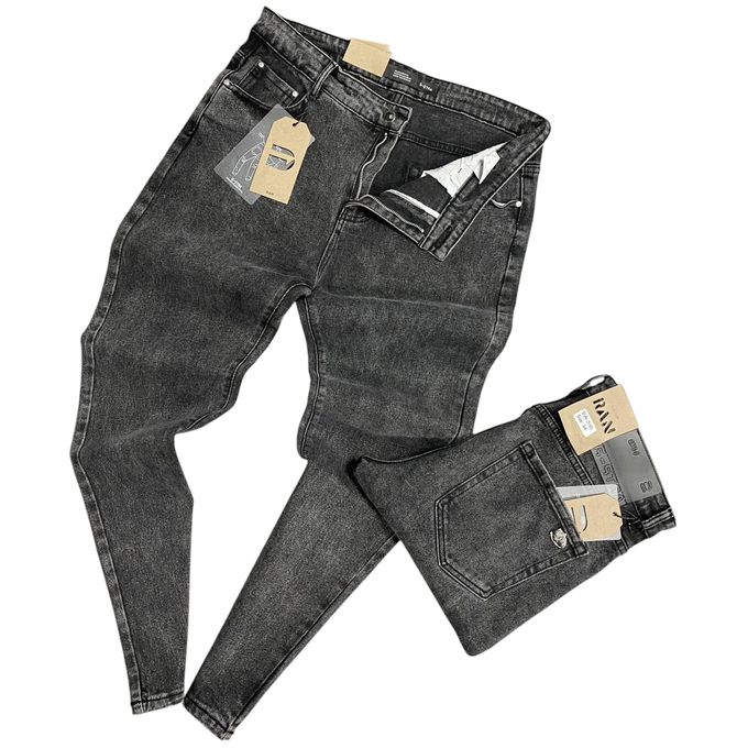 Men Slim Fit Grey Jeans Trousers – Premium Stretch Denim or Woven Trousers with Classic Five-Pocket Styling, Versatile Casual or Smart-Casual Wear