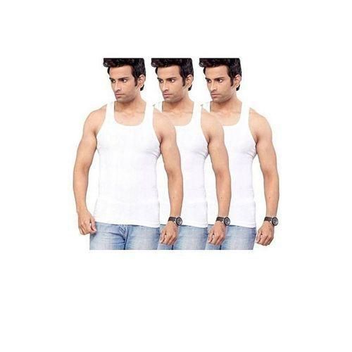 White 3 In 1 Cotton Comfortable Vest – Premium Men's Cotton Undershirt Pack, Breathable Slim Fit Sleeveless Innerwear for Daily Wear & Layering