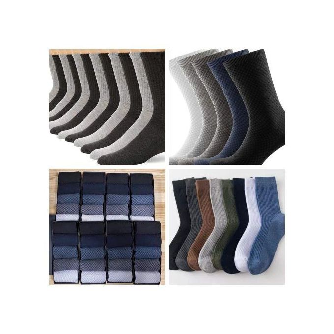 12 Pairs Plain Office Cotton Men Socks – Assorted Colors, Breathable Business Crew Socks with Reinforced Heel & Toe for Everyday Comfort