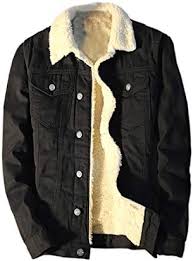 Black Unisex Fur Denim Jackets – Stylish Winter Outerwear with Detachable Faux Fur Collar, Stone-Washed Cotton & Button Closure for Men & Women