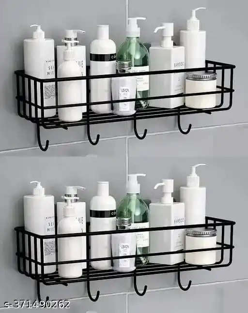 Multipurpose Rectangular Shape Bathroom Shelf/Rack/Organiser/Stand/Holder with Soap Dish and Toothbrush Holder Tumbler Wall Mounted Accessories for Home and Kitchen