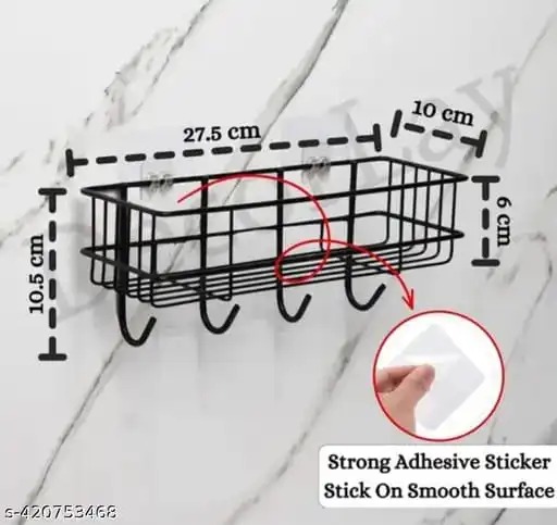 Multipurpose Rectangular Shape Bathroom Shelf/Rack/Organiser/Stand/Holder with Soap Dish and Toothbrush Holder Tumbler Wall Mounted Accessories for Home and Kitchen