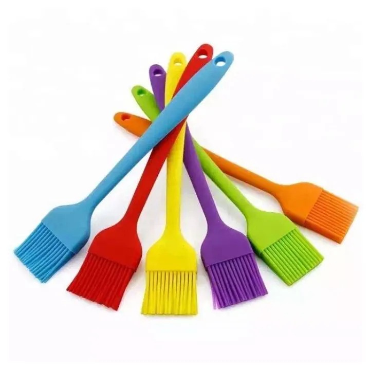 Brush + Spatula + 6 Measuring Cups - Silicone Brush Spatula Heat Resistant Rubber Scraper Oil Pastry & 6 PCs Measuring Cup and Spoon Set - Stackable Colorful Plastic for Kitchen Baking tools -8pc Set
