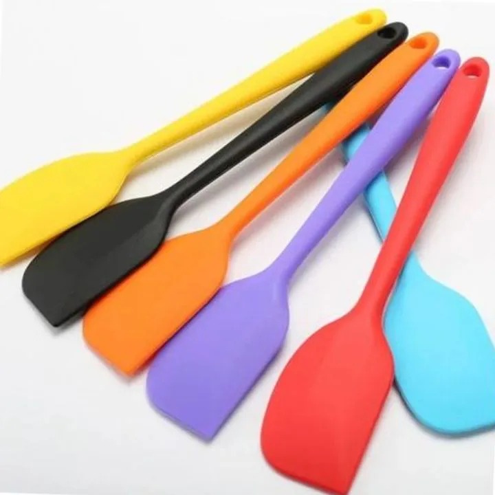 Brush + Spatula + 6 Measuring Cups - Silicone Brush Spatula Heat Resistant Rubber Scraper Oil Pastry & 6 PCs Measuring Cup and Spoon Set - Stackable Colorful Plastic for Kitchen Baking tools -8pc Set