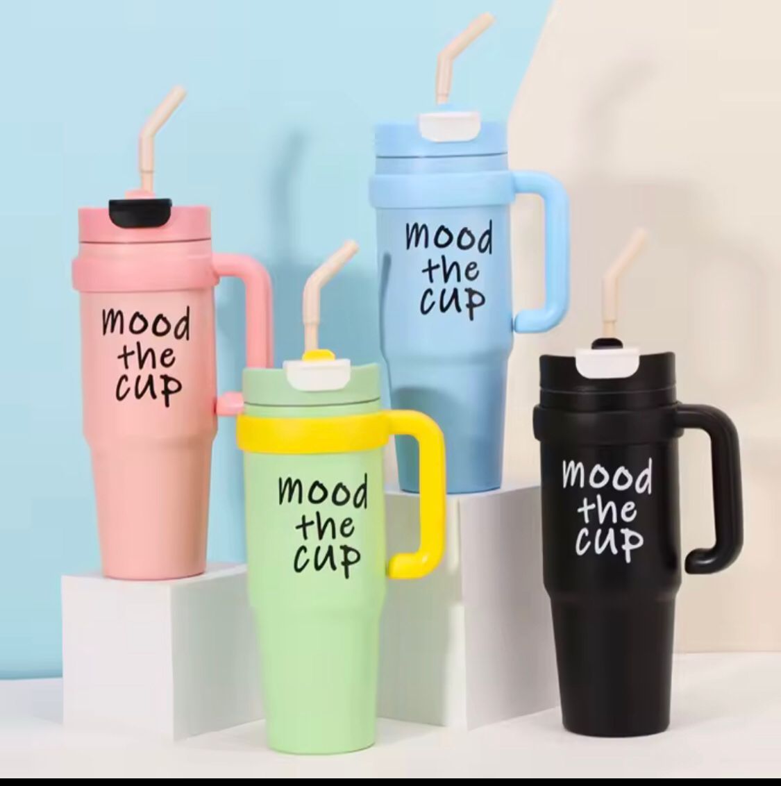 Stanley cup, MOOD Cup Tumbler – Stainless Steel Insulated Water Bottle | Keeps Drinks Hot & Cold for 12 Hours | Leakproof Travel Mug