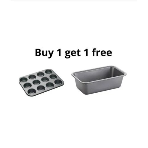 12 Holes Cup Cake Baking Tins + FREE Bread Baking Tin