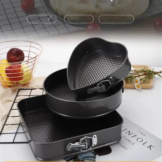 High quality nonstick mixed shape 3pcs cake mould/baking tins PREMIUN QUALITY】Ours springform cake pan set of 3 is made of heavy-duty alloy steel, it can effectively provide product durability.