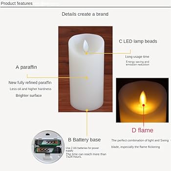 LED Plastic Swing Candle, Battery Operated, Flickering Light, Safe & Decorative, Indoor & Outdoor Use, Home Decor, Romantic Ambiance, Party Decoration, Night Light, Wedding, Festival, Stylish Lighting