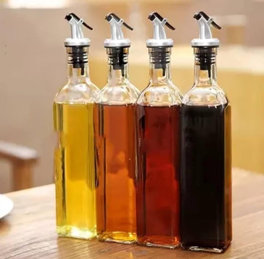 500ml Glass Olive Oil & Vinegar Dispenser Gravy Boat, Stainless Steel, Leak-Proof, Durable, Easy Pour, Ideal For Soy Sauce, Vinegar, Cooking Oils, Kitchen Storage, Salad Dressing, Home & Professional