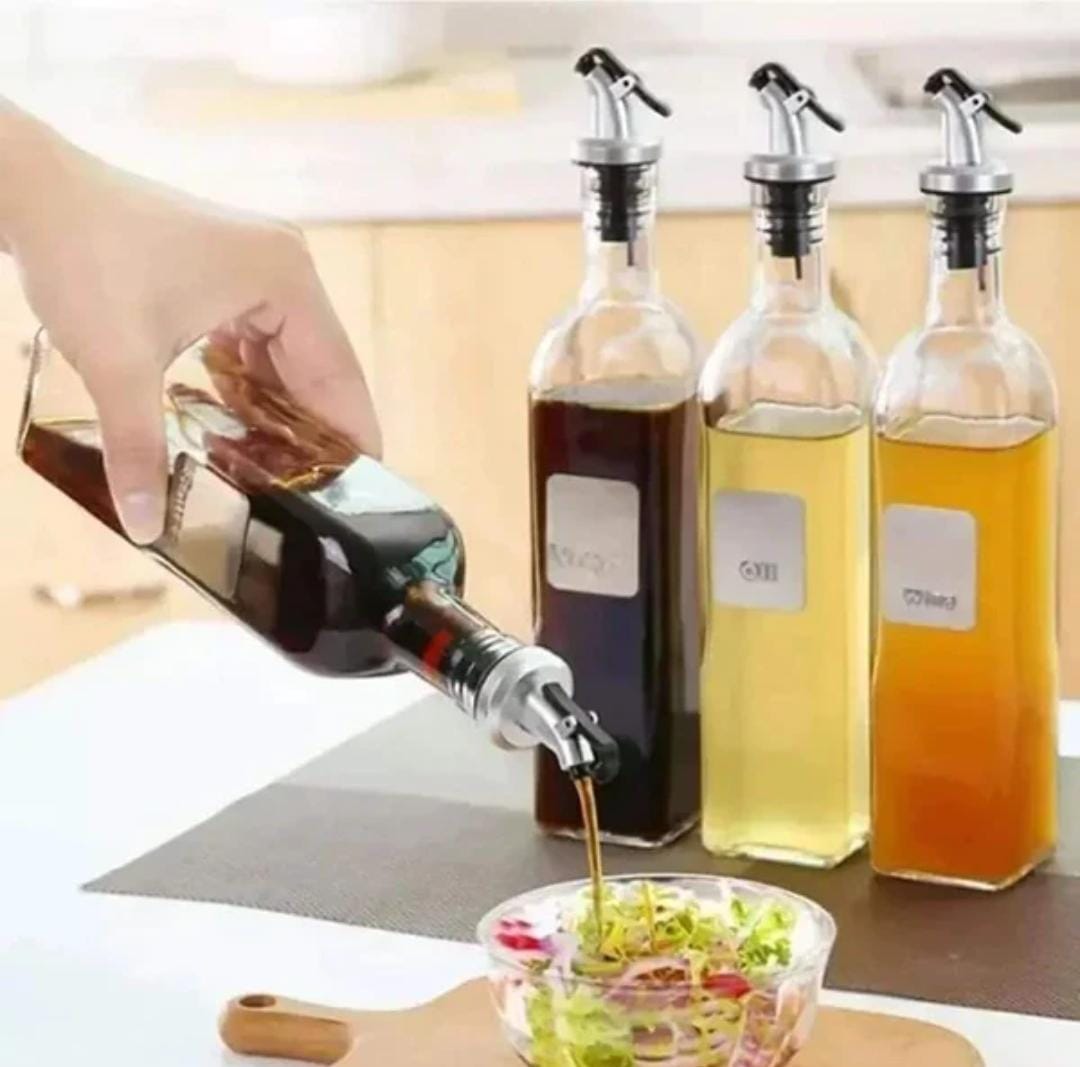 500ml Glass Olive Oil & Vinegar Dispenser Gravy Boat, Stainless Steel, Leak-Proof, Durable, Easy Pour, Ideal For Soy Sauce, Vinegar, Cooking Oils, Kitchen Storage, Salad Dressing, Home & Professional