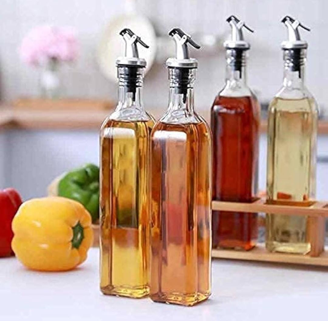 500ml Glass Olive Oil & Vinegar Dispenser Gravy Boat, Stainless Steel, Leak-Proof, Durable, Easy Pour, Ideal For Soy Sauce, Vinegar, Cooking Oils, Kitchen Storage, Salad Dressing, Home & Professional