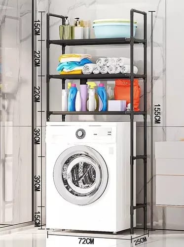 3-Layer Metallic Bathroom Storage Rack – Floor-Standing Toilet Rack, Basin Shelf, Washing Machine Rack, Home Bathroom Organizer, Space-Saving, Rust-Resistant, Durable, Storage For Toiletries, Towels