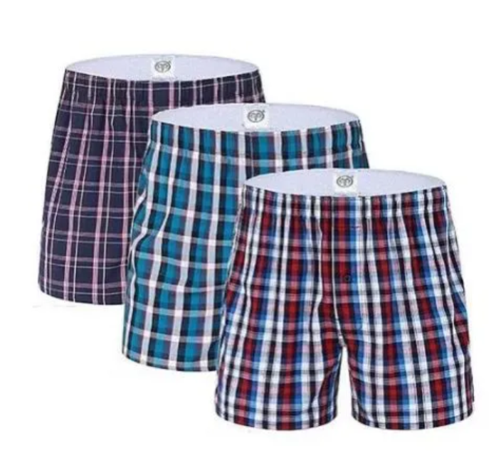 Offer 3PCS Finest Quality Pure Cotton Checked Mens Boxers Very Comfortable Plaid Men Underwear Breathable Soft Stretch Daily Wear Stylish Fit Premium Fabric Free Size For Men Summer Comfort Pack Extra