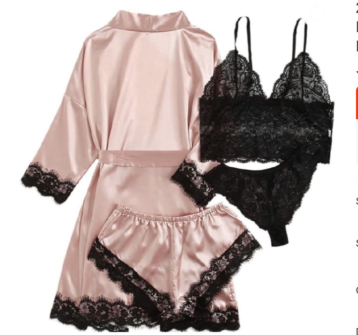 2026 Womens Pajamas Satin Big Size Long Sleeve Pajama Set Lace Lingerie Nightwear Soft Sleepwear 3PC Suit Nightgown Underwear Elegant Nightdress Comfortable Breathable Luxury Home Wear For Women Styli