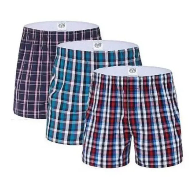 OFFER OFFER  Men's Quality Pure Cotton 2Pcs Boxers, Checked Plaid Design, Soft Comfortable Underwear, Breathable Cotton, Durable Everyday Wear, Perfect Fit, Stylish Men’s Boxers for All Day Comfort