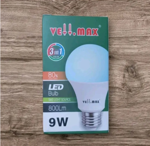 Vell Max 9W 3-Colour Changing LED Bulb with warm, cool, and daylight modes. Energy-efficient, long-lasting, and easy to install. Perfect for home, office, and bedroom lighting with adjustable lighting