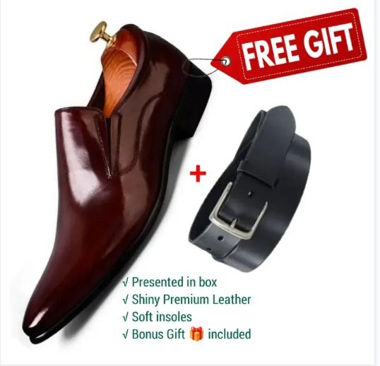Clearance Sale Genuine leather men’s oxford shoes with premium finish, perfect for groom, business casual or formal wear, durable, stylish and comfortable for any occasion, comes with a free gift