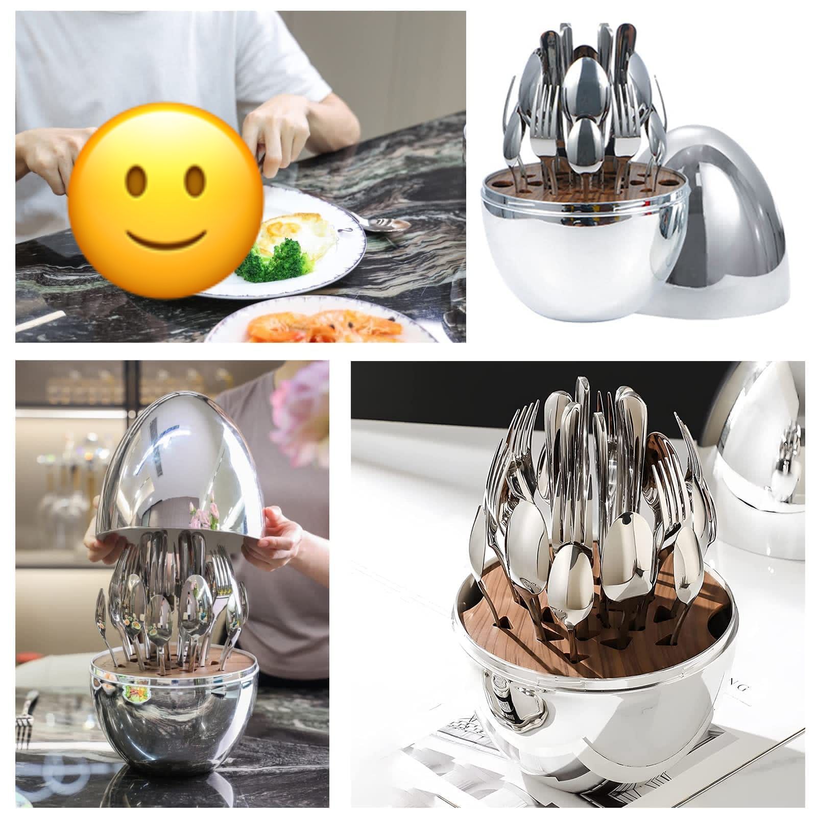 35pc Executive Egg-Shaped Cutlery Set — Silver