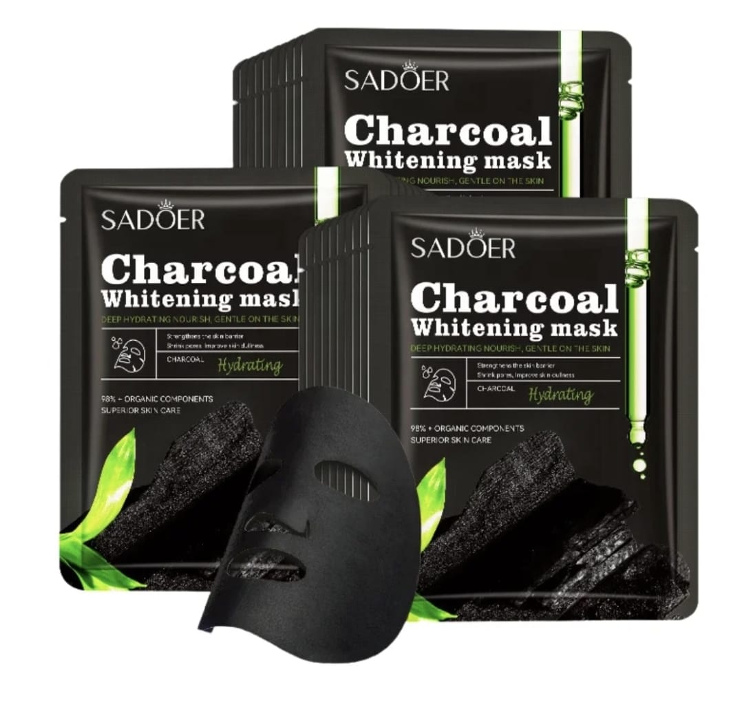4 pieces Sadoer Charcoal Black Face Mask  Bamboo Moisturizing Brightening SkinCare